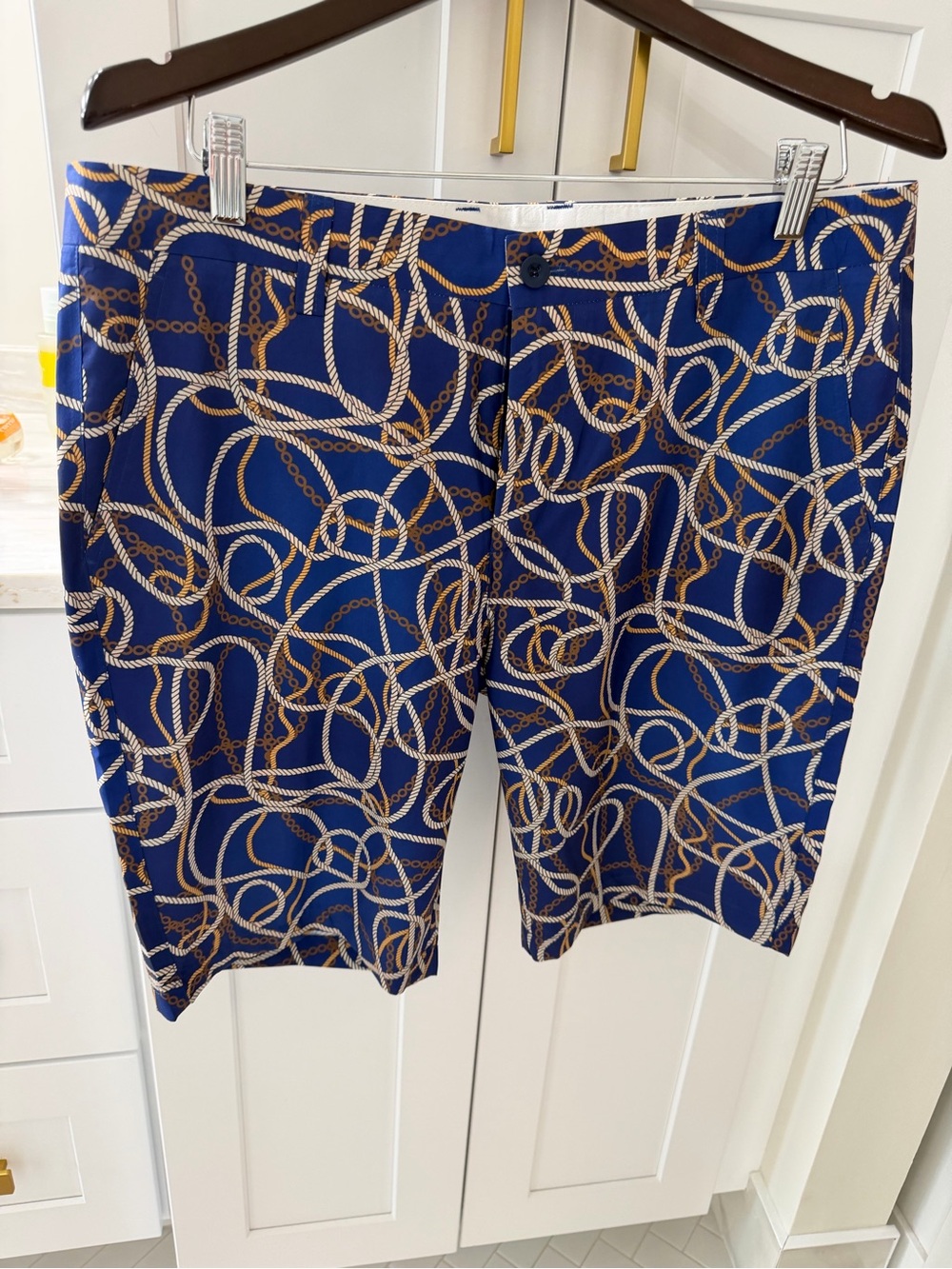 Men's golf Blue Rope-Print Shorts